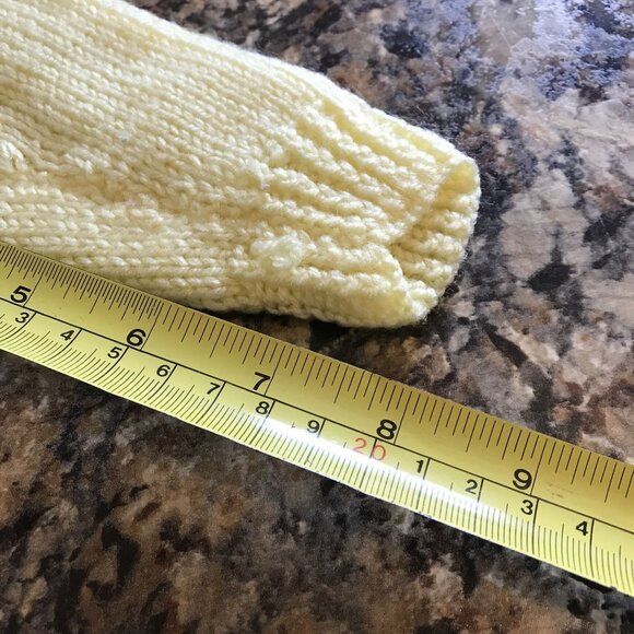 Handmade Toddler Sweater Yellow Cable Knit V-Neck Long Sleeve App 12 Month Size - Picture 7 of 8
